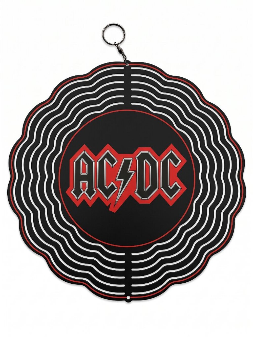 10" AC/DC Rock Band Logo Kinetic Wind Spinner - Metal Hanging Yard Decor
